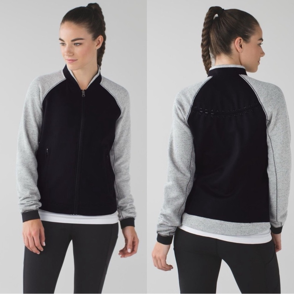 “RARE” Lululemon Var-City Bomber Black‎ / Heathered Black Size 8